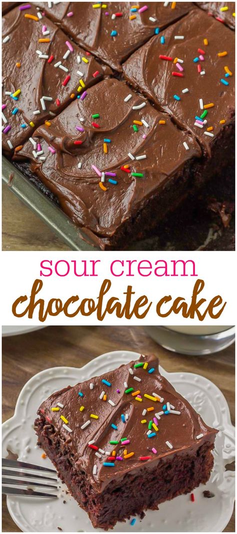 Cream Chocolate Cake, Sour Cream Chocolate Cake, Coconut Dessert, Chocolate Frosting Recipes, Chocolate Sheet Cake, Sour Cream Recipes, Sour Cream Cake, Easy Chocolate Cake, Oreo Dessert