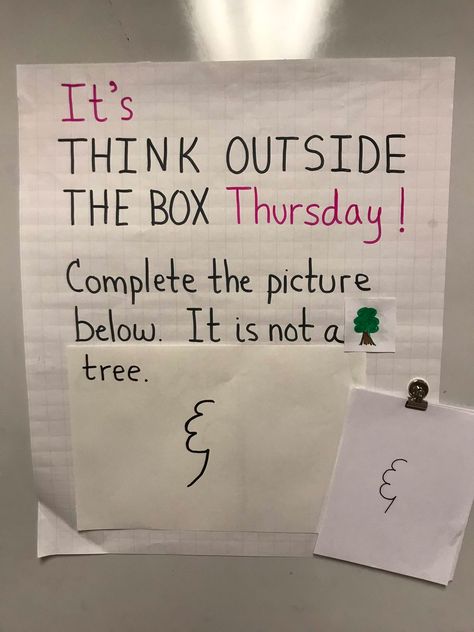 Think Outside The Box Thursday, Whiteboard Questions, Complete The Picture, Whiteboard Messages, Flexible Thinking, Responsive Classroom, Morning Activities, Morning Meeting, Future Classroom