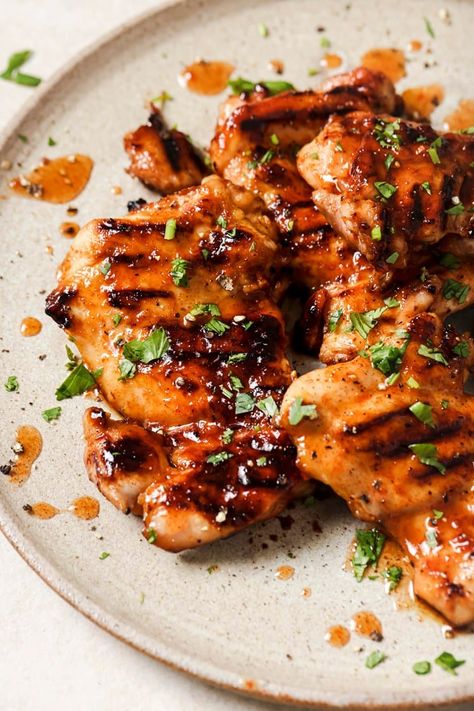 Grilled Hot Honey Chicken | Real Balanced Hot Honey Chicken, Honey Chicken Recipe, Fresh Corn Salad, Chicken Caesar Pasta Salad, Cabbage And Sausage, Honey Sauce, Garlic Butter Chicken, Hot Honey, Chicken Kebabs