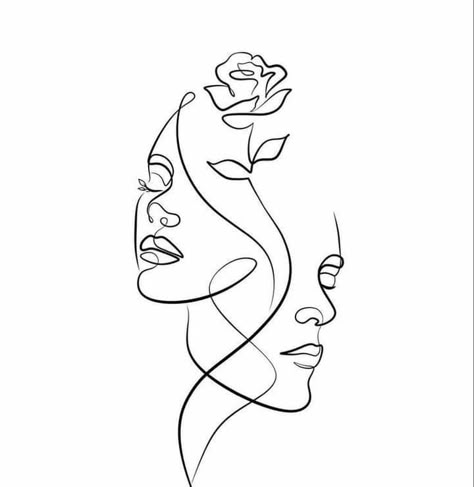 Line Art Hair Drawing, Female Line Art Tattoo, White Line Art On Black Background, Women Face Outline Art, One Line Art Face, Tattoo Main, Minimal Embroidery, Leaf Art Diy, Cute Wallpapers For Android