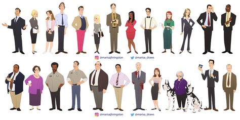 The Office character design art! - Imgur Office Characters, Office Cartoon, The Office Characters, The Office Show, Los Angeles Artist, Office Memes, Office Wallpaper, Memes Lol, Cartoon Fan