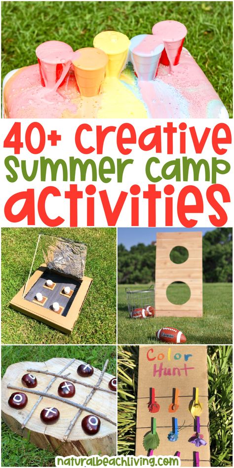 40+ Creative Summer Camp Activities for Kids - Natural Beach Living Summer Camp Activities For Kids, Camp Activities For Kids, Fun Summer Activities For Kids, Camping Activites For Kids, Summer School Activities, Summer Camp Themes, Summer Day Camp, School Age Activities, Summer Camp Activities