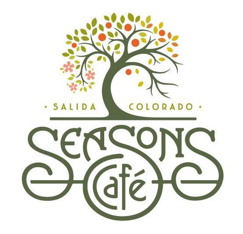 Elaborate and detailed tree logo for the Seasons Cafe in Salida ... Salida Colorado, Mother Earth Art, Cabinet Medical, Cafe Logo, Tree Logos, Earth Color, Great Logos, Fitness Logo, Logo Illustration