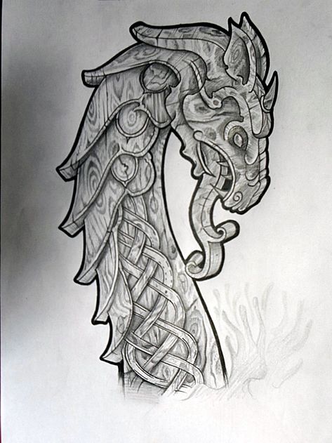 Viking Dragon Head, Viking Artwork, Nordic Dragon, Norse Dragon, Norse Mythology Tattoo, Viking Tattoo Sleeve, Norse Design, Woodcut Tattoo, Viking Dragon