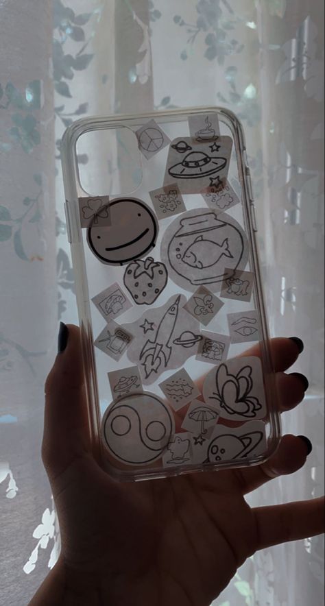 White Phone Case, Black And White Stickers, Art Phone Cases, Aesthetic Phone Case, Cute Doodle Art, Aesthetic Aesthetic, Black Phone Case, White Stickers, Cute Doodles