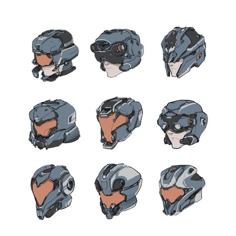 Worldbuilding Clothes, Sci-fi Helmet, Robot Design Sketch, Helmet Concept, Armor Drawing, Halo Armor, Cyberpunk Character, Gundam Art, Helmet Design