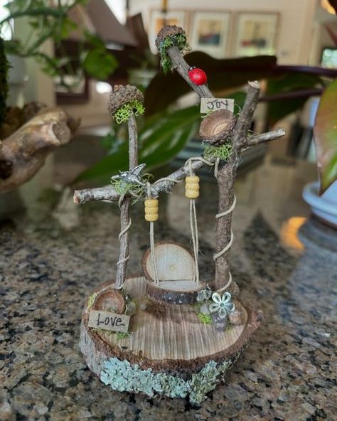 Little Wonders on Instagram: "Tiny little swing ❤️
•
•
#tinyswing #fairyswing #fairygarden #fairygardens #fairygardensofinstagram #fairygardenideas #fairygardening #fairygardenaccessories" Diy Fairy Garden Accessories Handmade, Fairy Wheelbarrow, Arbor Bench, Fairies Garden, Fairy Homes, Wood Pile, Fairy Garden Crafts, Fairy Furniture, Faeries Gardens