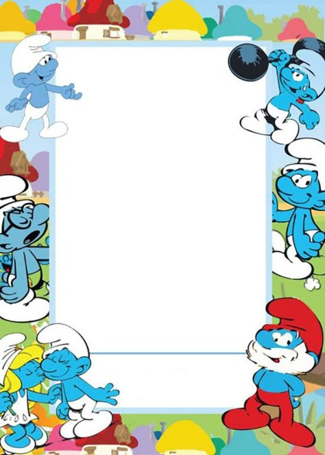 Printable Smurfs Invitation Smurfs Party Printables, Smurfs Party Decorations, Smurfs Birthday, Smurfs Movie, Smurfs Party, Smurf Village, Kindergarten Art Lessons, The Smurfs, Mickey Mouse Wallpaper