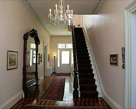 Rescuing a Classic Greek Revival from the 1830s - Hooked on Houses Greek Revival Interiors, Colonial Revival Interior, Entrance Foyer Design, Greek Revival Architecture, Greek Revival Home, Antebellum Homes, Foyer Decorating, Foyer Design, Colonial Revival