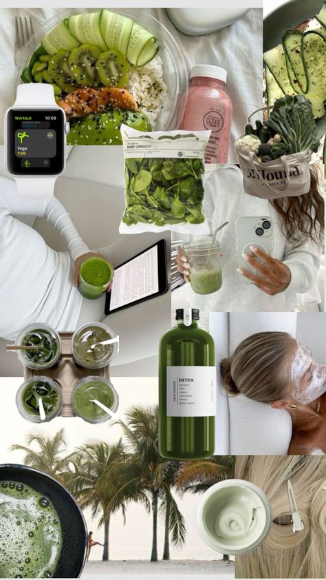 Green Clean Girl Aesthetic, March Vision Board, Morning Wellness, Health Vision Board, Green Academia, Rich Auntie, Vision Board Collage, Board Collage, Body Gym Workout