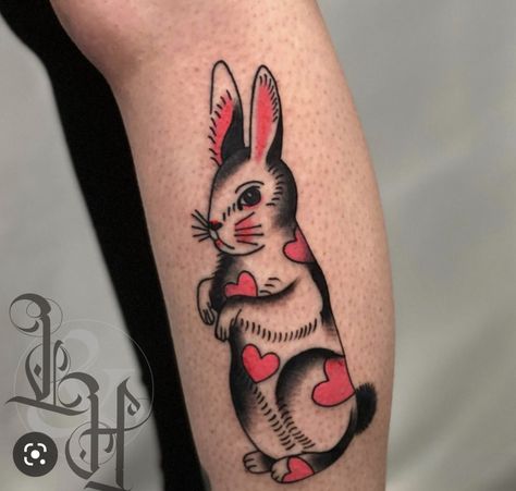 Traditional Tattoo Rabbit, Traditional Rabbit Tattoo, White Rabbit Tattoo, Rabbit Tattoo, Saved Tattoo, Bunny Tattoos, Rabbit Tattoos, Tattoo For Son, Traditional Tattoo Art