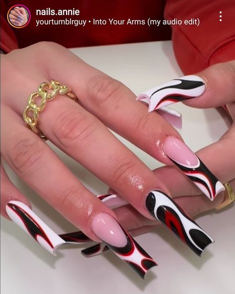 Black Bartending Outfit, Carti Inspired Nails, Rbd Rebelde Nails, Long Design Nails, Hypebeast Nails, 23 Birthday Nails, Bad B Nails, Long Square Nails Ideas, Long Square Nails Designs