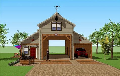 Cabin Barn Rv Garages, Rv Barn, Rv Shelter, Rv Carports, Garage With Living Quarters, Plan Garage, Rv Garage, Carport Designs, Rv Homes