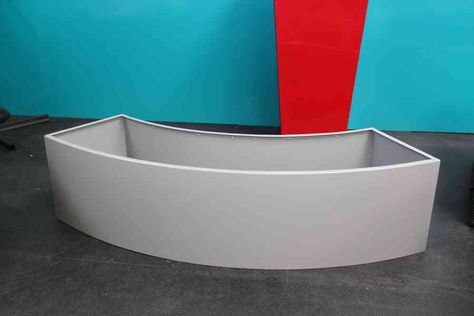 Powder Coated White Curved  For more information go to: www.bspokedesign.co.uk Curved Planter, Cement Blocks, Street Furniture, Wood Planters, Planter Box, Garden Bench, Kitchen Garden, Planter Boxes, Flower Boxes