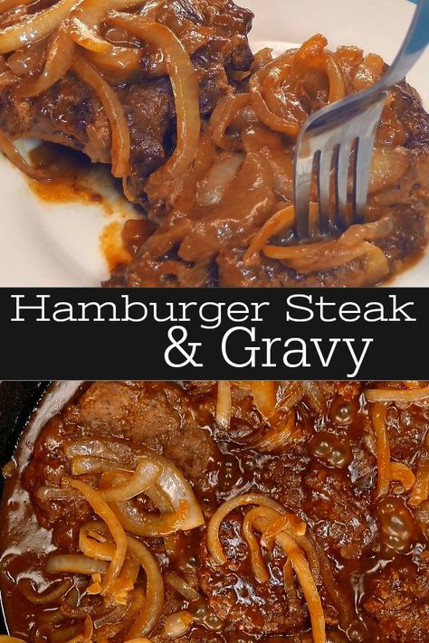 Hamburger Steak and Gravy – Aunt Bee's Recipes Easy Hamburger Steak, Steak Gravy, Steak And Gravy, Hamburger Steak And Gravy, Hamburger Steaks, Ground Beef Recipes Mexican, Healthy Beef Recipes, Easy Hamburger, Keto Beef Recipes