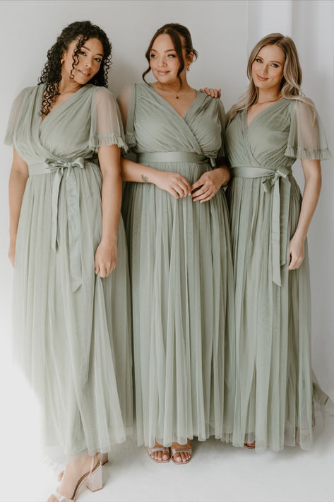 Simple Evening Dress, Wedding Entourage, Bridesmaid Dresses With Sleeves, Tulle Maxi Dress, Embellished Maxi Dress, Tulle Bridesmaid Dress, Cami Maxi Dress, Satin Sash, Wrap Maxi Dress