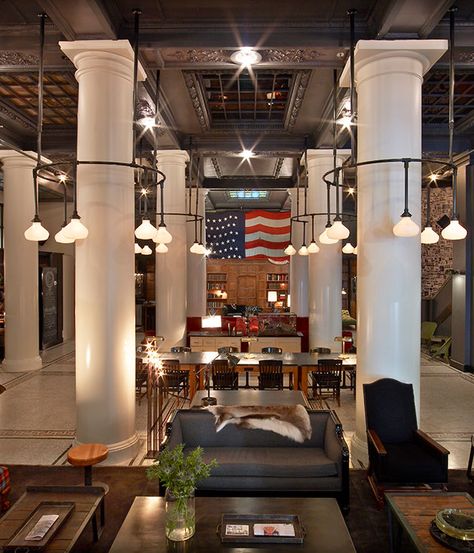 NYC Hotels according to Gourmet Traveller | It Started in LA | itstartedinla.com Boutique Hotels New York, Ace Hotel Nyc, Ace Hotel New York, Roman Williams, New York City Bars, Roman And Williams, Estilo Hipster, New York Hotels, Lobby Lounge