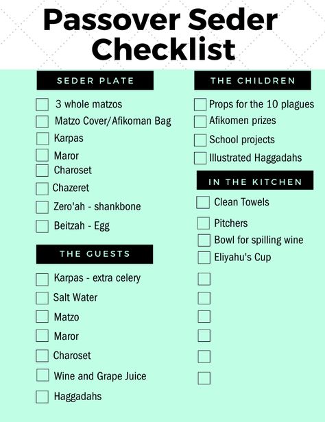 The Ultimate Seder Checklist - Jamie Geller Passover Checklist, Passover Christian, Jewish Holiday Calendar, Passover Dinner, Seder Meal, Jewish Feasts, Pesach Seder, Passover Seder Plate, Spilled Wine