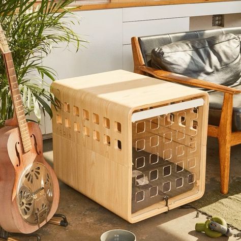 Furniture Dog Kennel, Dog Crate Bed, Dog Kennel Furniture, Crate Bed, Training Dogs, Inside House, Pet Gear, Wall Trim, Diy Trends