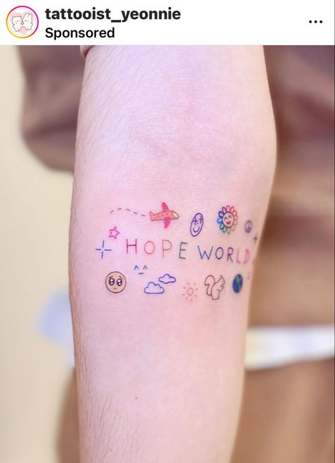 Jhope Tattoo Ideas, Bts Tattoo Ideas, Pine Tattoo, Bts Tattoo, Tattoo Leggings, Kpop Tattoos, Hope World, Finger Tattoo For Women, Bts Tattoos