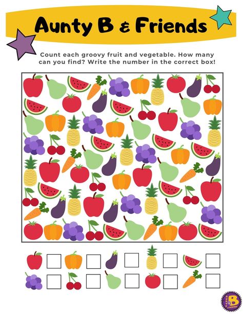 I Spy Fruits And Vegetables, Fruit And Vegetables Activities For Kids, Fruits And Vegetables Preschool, Fruits And Vegetables Activities, Printable Fruits, Sequencing Activities Kindergarten, Mathematics Activities, Craft Work For Kids, Kindergarten Coloring Pages