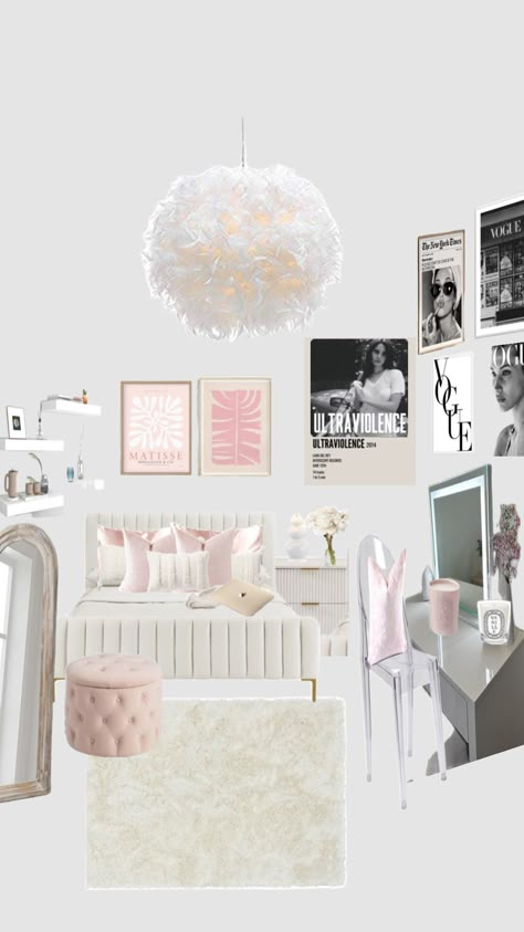 Room Wishlist, Gold Bedroom Decor, Bedroom Pink, White Room Decor, Room Redesign, Preppy Room Decor, Stockholm Style, Girly Room, Preppy Room