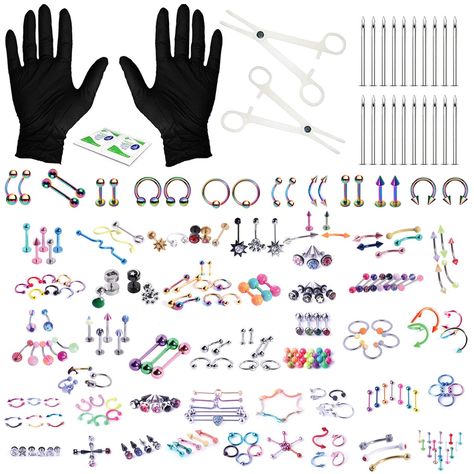 Body Piercing Kit, Tongue Jewelry, Random Jewelry, Piercing Needles, Nose Septum, Ear Piercings Tragus, Mix Jewelry, Piercing Kit, Horseshoe Ring