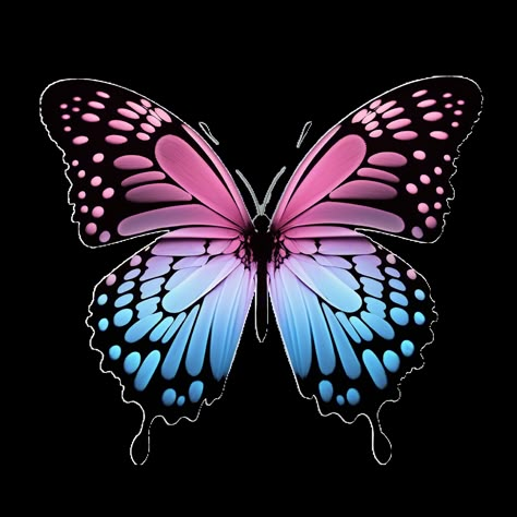 Pink And Blue Butterfly Tattoo, Baterflay Art, Blue Butterfly Wedding, Yellow Butterfly Tattoo, Pink And Blue Butterfly, Purple Butterfly Tattoo, Rose And Butterfly Tattoo, Butterfly Chrysalis, Butterfly Tattoo Stencil