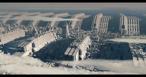 Cities of Star Wars Sci Fi Building, Sci Fi Landscape, Sci Fi City, Coastal City, Sci Fi Environment, Coastal Cities, Mombasa, Fantasy Places, Futuristic Art