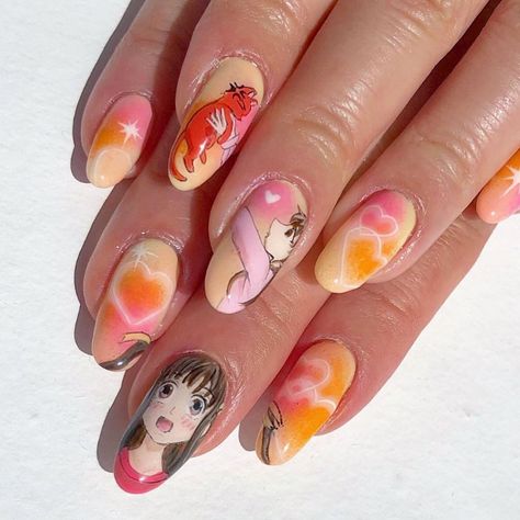 Fruits Basket Nails, Cherry Sanrio, Nails Board, Nailart Ideas, Japanese Tokyo, Japan Nail, Fruits Basket Anime, Sanrio My Melody, Anime Nails