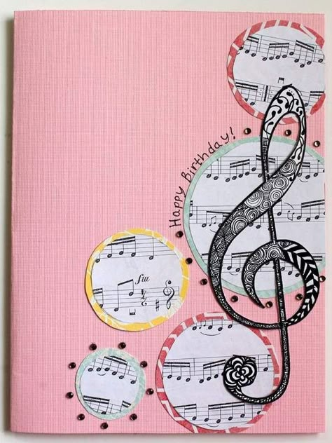 We have collected 20 DIY greeting card ideas with music sheets which look gorgeous and the music sheets can be used for various occasions. - 115464 Musical Cards, Musical Theme, Music Crafts, Paper Art Craft, Music Themed, Creative Cards, Happy Birthday Cards, Scrapbook Cards, Greeting Cards Handmade