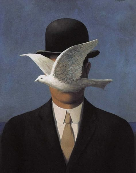 man in a bowler hat (1964) Man In A Bowler Hat, René François Ghislain Magritte, Magritte Paintings, Magritte Art, Famous Art Paintings, Francis Picabia, Most Famous Paintings, René Magritte, Iconic Artwork