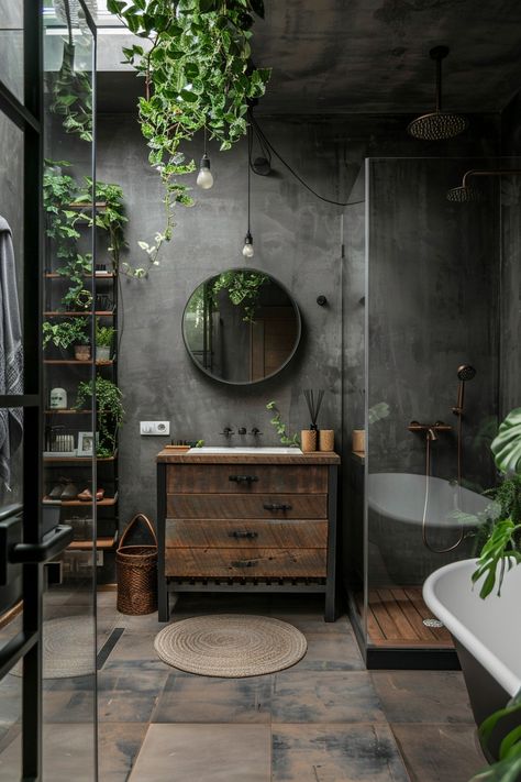 15 Tips for Designing an Industrial Bathroom – Everyday Inspo Industrial Decor Bathroom, Bathroom Ideas Rustic, Industrial Bathroom Ideas, Earth Bathroom, Industrial Condo, Bathroom Industrial, Industrial Bathroom Design, Bathroom Loft, Industrial Style Bathroom