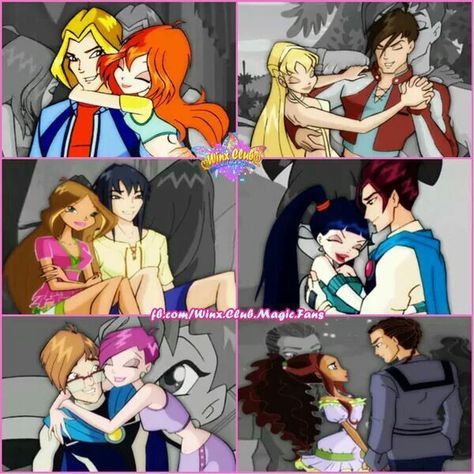 Sky Bloom Brandon Stella Helia Flora Riven Musa Timmy Tecna Nabu & Alisha Sky And Bloom Winx Club, Musa X Riven, Musa And Riven, Club Quote, Las Winx, Klub Winx, Bloom Winx Club, Clubbing Aesthetic, Totally Spies