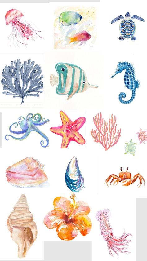 #art #coastal #sea #ocean #summer #underwater #paint #watercolour Summer Underwater, Sea Life Painting, Beachy Wallpaper, Sea Turtle Watercolor, Coastal Watercolor, Sea Drawing, Sea Creatures Art, Horse Art Drawing, Ideas Watercolor