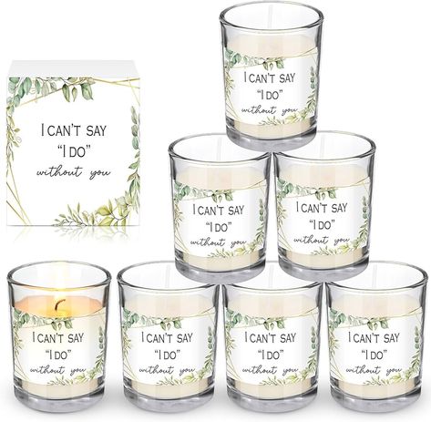 Amazon.com: Threlaco 6 Pcs Bridesmaid Proposal Gifts I Can't Say I Do Without You Candles Bridesmaid Gifts Natural Soy Wax Candles with Boxes for Bridesmaid Best Friends Wedding Gifts (Classic Style) : Home & Kitchen Engagement Candles, Bridesmaid Candles, Best Friends Wedding, Engagement Candle, Anniversary Candle, Bridesmaid Candle, Bridesmaids Proposal, Wedding Gifts For Friends, Eucalyptus Leaf