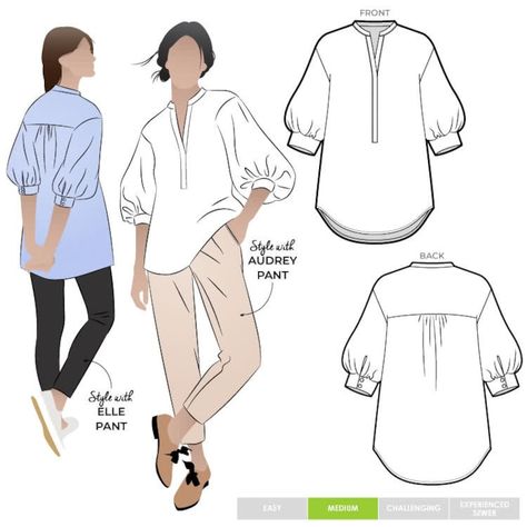 Style Arc AUS / Printed Sewing Pattern / Kent Tunic - Etsy Style Arc, Poet Blouse, Tunic Sewing Patterns, Fitted Tunic, Top Sewing, Paper Sewing Patterns, Tunic Pattern, Top Sewing Pattern, Gathered Sleeves