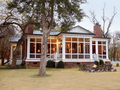 Now It’s A Porch With Three Different Outdoor Rooms Cottages With Screened Porches, Patio Off Of Screened Porch, Decks And Porches Back Patio Southern Living, Added On Screened In Porch, Houses With Screened Porches, Close In Front Porch, Best Screened In Porch Ideas, Adding A Back Porch To An Existing House, Closed Back Porch Ideas