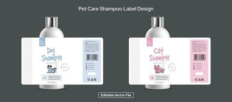 Dog shampoo label design, Cat shampoo label design, Pet care products label design, packaging design, Editable vector file bottle label illustration Shampoo Label Design, Shampoo Label, Pet Care Products, Label Illustration, Cat Shampoo, Pet Shampoo, Dog Shampoo, Design Packaging, Litter Box