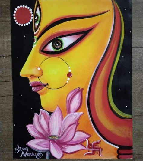 Durga Painting For Kids, Durga Painting Artworks, Canvas Painting Indian, Devi Painting, Durga Maa Paintings, Buddha Painting Canvas, Canvas Art Painting Abstract, Buddhist Art Drawing, Ganesh Art Paintings