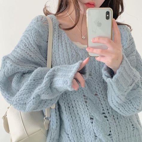 Soft Blue Outfit, Formal Sundress, 2022 Outfits, Fancy Ball, Grunge Accessories, Knitted Cardigans, Comfy Clothing, Cottagecore Outfits, Hoodie Cardigan