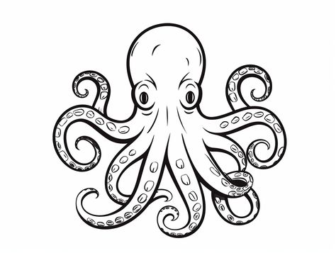 illustration of Smiling octopus coloring page Octopus Outline, Octopus Coloring, Octopus Pictures, Octopus Colors, Octopus Coloring Page, Giant Pacific Octopus, Preschool Coloring Pages, Free Adult Coloring Pages, Pokemon Coloring Pages