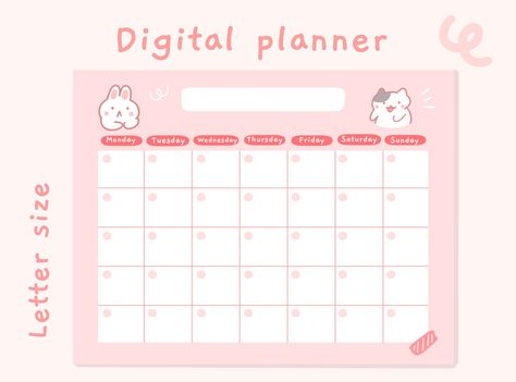 Pink Rabbit Monthly planner printable, download and print at home, Cute weekly planner, Digital monthly planner dailyplannerpages #plannerorganization. Pink Monthly Planner, Cute Weekly Planner, Digital Monthly Planner, Weekly Planner Print, Weekly Planner Digital, Memo Pad Design, Calendar Design Template, Undated Monthly Planner, Note Writing Paper