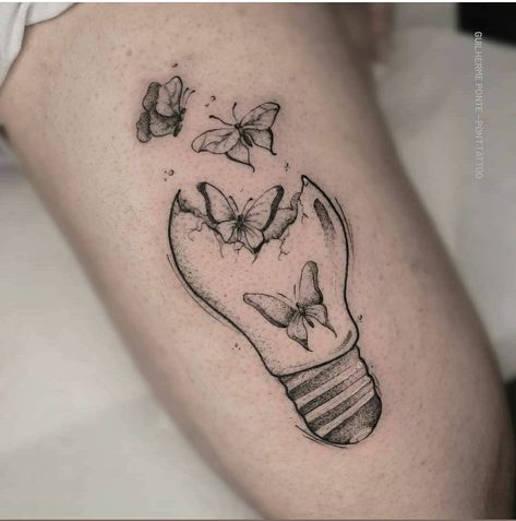 Growth Tattoo Ideas, Growth Tattoo, Lightbulb Tattoo, Matching Tattoo Ideas, Bolt Tattoo, Possible Tattoo, New Tattoo Ideas, Business Art, Butterfly Logo