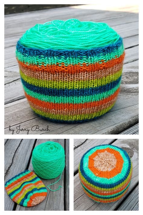 Piece of Cake Yarn Cozy Free Knitting Pattern Yarn Cozy, Crochet Blouse Free Pattern, Christmas Potholders, Brioche Knitting, Cake Holder, Awesome Crafts, Yarn Holder, Free Yarn, Yarn Cake