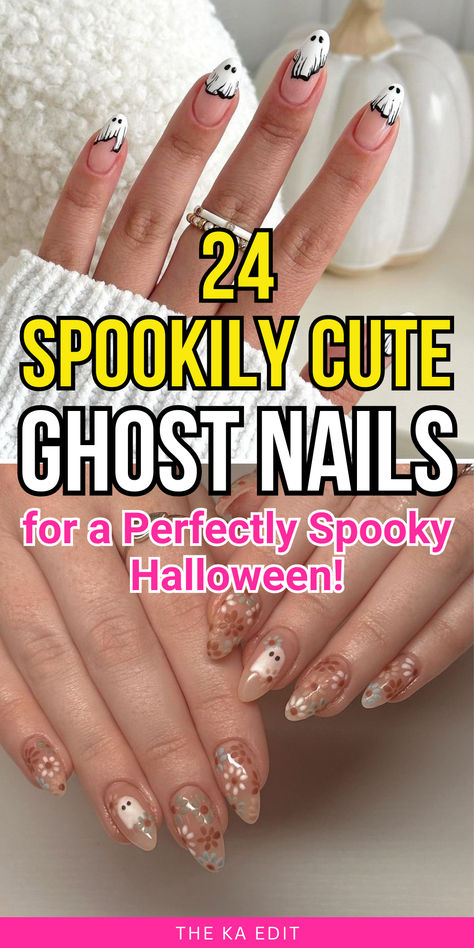 ghost nails, ghost nail designs. Ghost Nail Art Black, Ghost Nail Designs Short, How To Ghost Nail Art, Ghost Nail Designs Easy, How To Paint A Ghost On Nails, Spooky Ghost Nails, Halloween Nail Designs Ghost, Cute Ghost Nail Art, Cowboy Ghost Nails