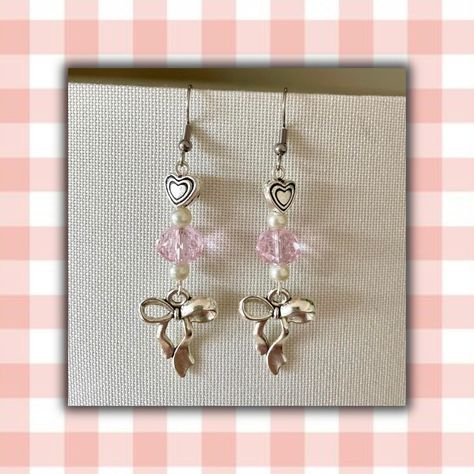 These pink bow earrings? Very demure, very mindful, very cutesy! If you love the coquette aesthetic, these are perfect for you!! There’s only one pair left 🫢🎀✨ #earrings #handmadeearrings #handmadejewellery #jewellery #jewelry #aussie #australia #brisbane #smallbusiness #fashion #instagram #coqutte #verydemure #bow #pink #madisonbeer Roses Coquette, Aesthetic Earrings, Y2k Party, Earrings Aesthetic, Black Grunge, Coquette Pink, Surgical Steel Earrings, Funky Earrings, Fairy Fashion