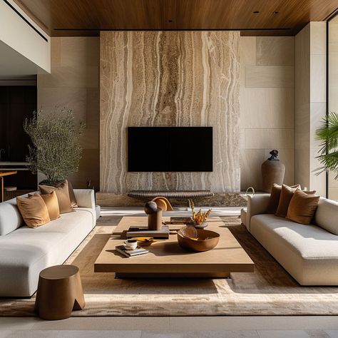 Rock for warm climates helps maintain a comfortable atmosphere year-round Tv Living Room Ideas, Fireplaces Layout, Tv Unit Design Modern, Japanese Home Design, Ceiling Design Bedroom, Dining Room Wall Decor, Fancy Houses, Living Room Design Decor, Home Fireplace