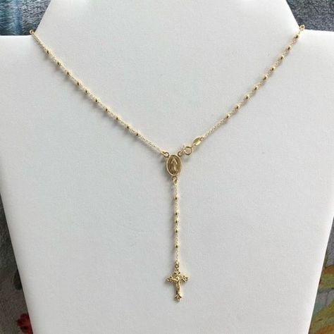 Gold Rosary Necklace, Catbird Jewelry, Cross Necklace Simple, Beaded Rosary, Gold Jewelry Simple Necklace, Silver Bracelets For Women, Filigree Necklaces, Catholic Jewelry, Jewelry Accessories Ideas