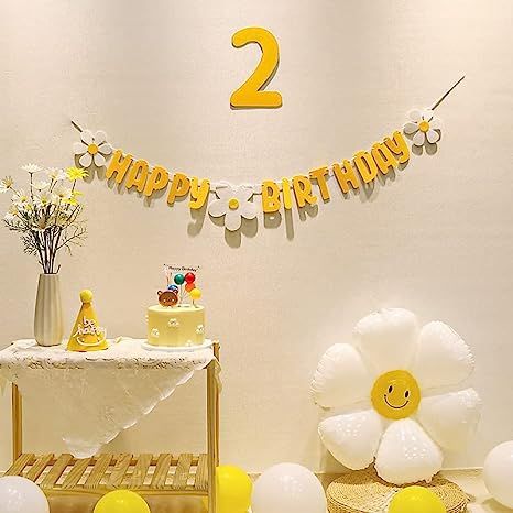 Amazon.com: Daisy Balloons, Baby Shower Decoration Banners, Daisy happy Birthday Banner, Yellow Birthday Decorations, Birthday Party Decorations for Girls Boys : Toys & Games Yellow Birthday Decorations, Daisy Balloons, Happy Birthday Banner Diy, Felt Bunting, Colour Themes, Daisy Party, Yellow Birthday, Baby Shower Decoration, Diy Banner